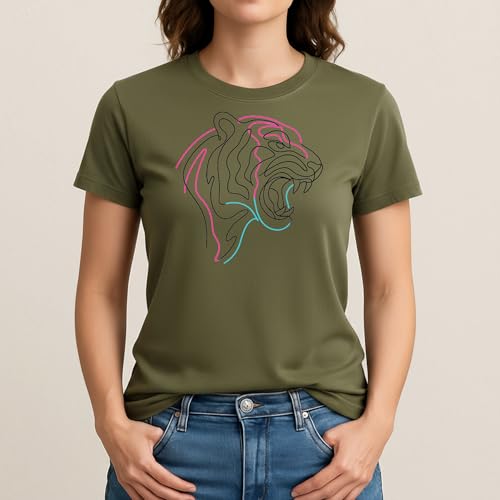 Neon Tiger T-Shirt – Minimalist Retro Apparel – 100% Cotton Unisex Tee - color: Green, size: 3X-Large