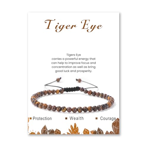 Lit Wall Crystal Anklets for Women Handmade Beach Boho Ankle Bracelet 4mm Adjustable Beaded Ankle Bracelet Waterproof Natural Stone Anklet Plus Size Anklets Gemstone Anklet Jewelry Gift for Her - style: Tiger Eye