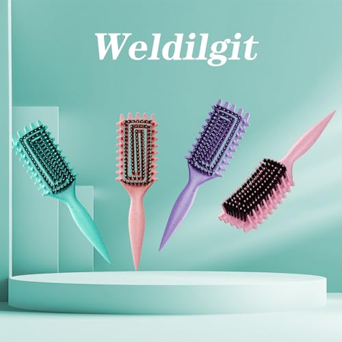 Curly Hair Brush, Curl Defining Brush with Soft Boar Bristles Detangling Tangled Glides, Wide-Teeth Design Effortlessly Shaping & Defining Curls, Curling Definer for Wet & Dry Hair (Green) - color: Green