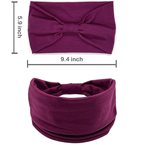 IVARYSS Wide Headbands for Women, Solid Knotted Head Wraps Turbans, Large African Style Head Bands Hair Accessories, 6 Pack - color: Multi Color
