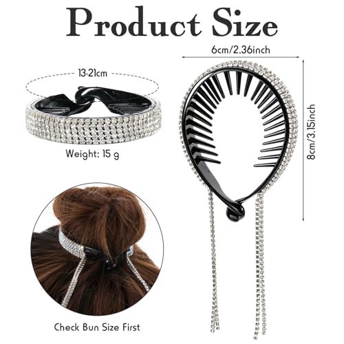 Dilunave 4 Pack Rhinestone Hair Accessories Hair Clips Holder Birds Nest Clip Glitter Bun Cover Claw Clips for Buns Ponytail Holder Accessories Gift for Women Girls