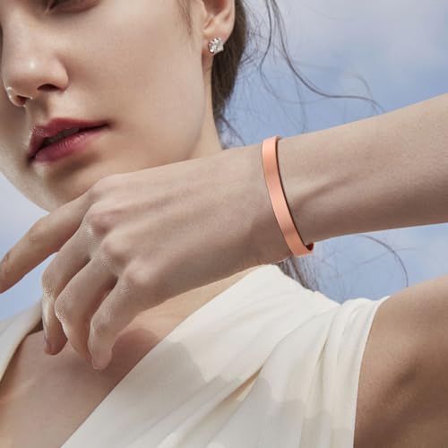 MagEnergy Cross Copper Bracelet for Men Women Engraved Quote Religious Cuff Bracelet Solid Copper Faith Christian Bible Verse Quotes - style: Psalm 23