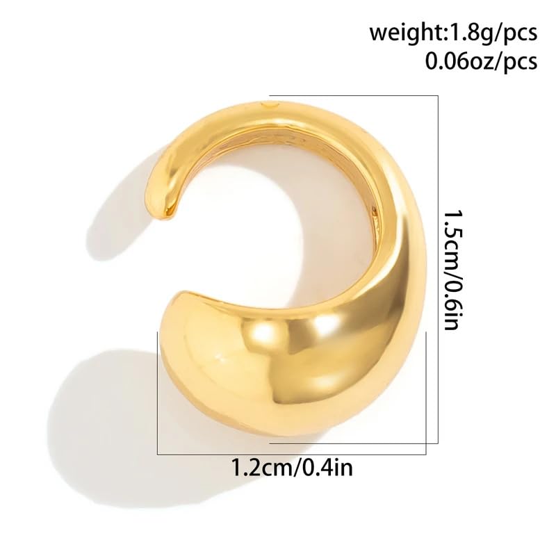 Ear Cuff Earrings for Women Chunky Ear Cuff Colourful Non Pierced Ear Cuff Non Piercing Clip On Cartilage Wrap Cuff Earrings Jewelry Gifts - color: Gold C