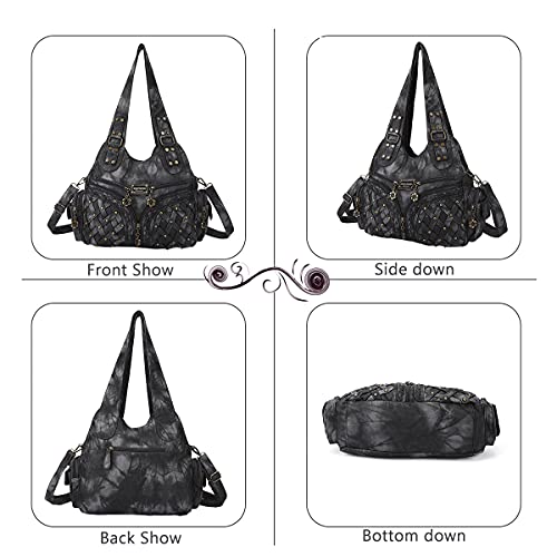 Angel Barcelo Purses for Women Large Shoulder Bag Soft Hobo Bags for Women - color: Black Grey