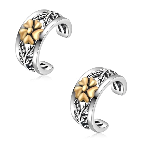Cuff Earrings 925 Sterling Silver Ear Cuff Earrings Non-Piercing Fake Helix Cartilage Cuff Earrings Various Styles Ear Cuffs Fine Jewelry for Women - color: 4#daisy ear cuff