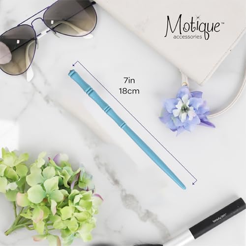 Carved Wooden Hair Sticks Set, Traditional Hair Chopsticks, 7 inches, 2 Pack, Vintage Style (Blue) - color: Blue