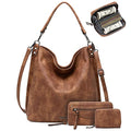 lapsting Hobo Bags for Women Handbags Purse Ladies Boho Shoulder Bag Crossbody Purses Faux Leather - color: H - 17.3inch Brown - Black Metal