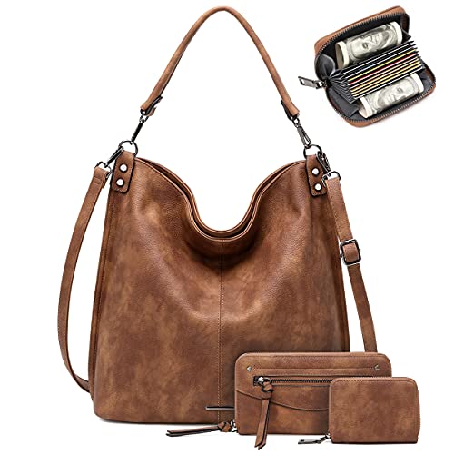 lapsting Hobo Bags for Women Handbags Purse Ladies Boho Shoulder Bag Crossbody Purses Faux Leather - color: H - 17.3inch Brown - Black Metal