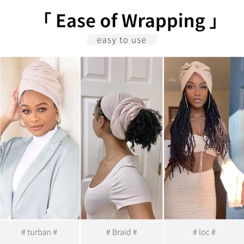 Head Wraps for Black Women, Breathable Headwrap Soft Long Hair Wraps Wide Headscarves for Locs Braids - color: Cream