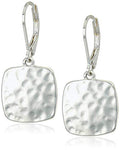 Nine West Women's Drop Earrings, Fashion Jewelry Accessories for Everyday and Special Occasion Wear, Lightweight Statement Earrings for Day and Evening Looks - color: Square Hammered - Silver