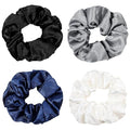 Ivyu Scrunchies, 4 Pack Silk Scrunchy for Girls Women Cute Hairties Hair Accessories Soft Ropes Ponytail Holder, White, Black, Navy, Gray - color: White Black Navy Gray