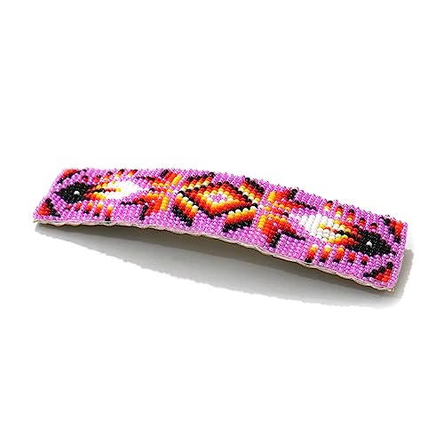 Beaded Hair Clips Native American Style Handmade Collection (Pink) - color: Pink