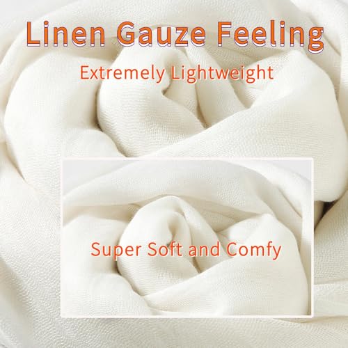 Harewom Lightweight Gauze Linen Feeling Shawl Wraps for Women Beach Summer Scarf for Evening Wedding Dresses - color: Shawl Wraps - White