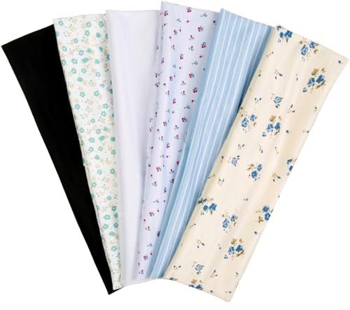 TERSE Boho Headbands for Women Short Hair Floral Headbands Non Slip Elastic Sweat Hairbands Soft Fabric Hair Bands Workout Yoga Running Sport Thin Wrap for Girls - color: Headbands Color- Summer Floral Set