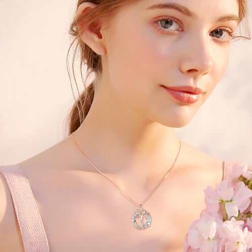 TOUPOP Tree of Life Necklace Gifts for Women 925 Sterling Silver Family Tree Pendant with Crystal Birthday Irish Jewelry Gifts for Women Her Wife Mom - color: 02-Rose Gold-White Crystal