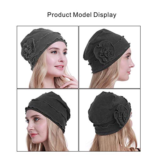 osvyo Chemo Headwear Turban Cap for Women - Cancer Beanie Hair Loss Sealed Packaging - color: Cotton Dark Grey