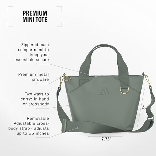 adidas Small Tote Mini Bag for Women and Men - color: Premium/Silver Green/Gold Metallic