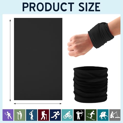 Jiuguva 26 Pcs Neck Gaiter Men Face Mask Headband Boho Head Wrap Headwear Bulk Hiking Seamless Neck Scarf Skull Bandana Women - color: Black Color, style: Basic Style