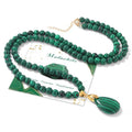 Healing Crystal Necklaces for Women Trendy Natural Stone Beaded Long Pendant Necklaces for Womens Handmade Bohemian Fashion Necklace Jewelry Gift - color: Malachite