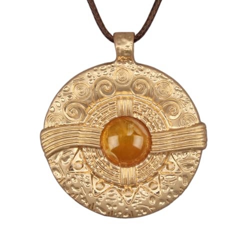 JAOYU Boho Necklace for Women Large Pendant Necklace Boho Long Choker Leather Gold Necklace Vintage Earthy Jewelry Trendy - style: Chunky Boho Pendant Necklace