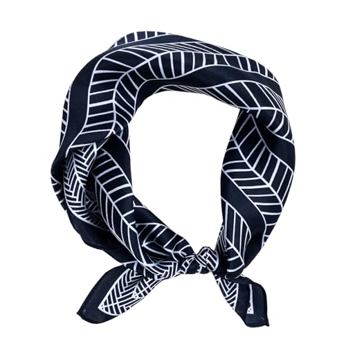 Women's Small 21 inch 100% Silk Scarf Bandana for Head Neck Hair | 100% Mulberry Silk Lightweight Designs Gift-Ready Packaging For Hair Fashion 21"x21" Printed - color: 306 Black White