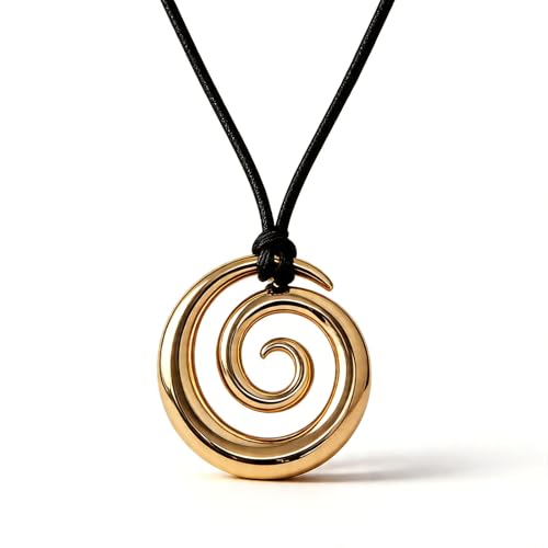Frodete Statement Necklace for Women Chunky Gold Necklaces Long Pendant Necklace Boho Necklaces Gold Pendant Jewelry Cowboy Chic Style Cowgirl Outfit - color: Z11:Spiral Pendant necklace