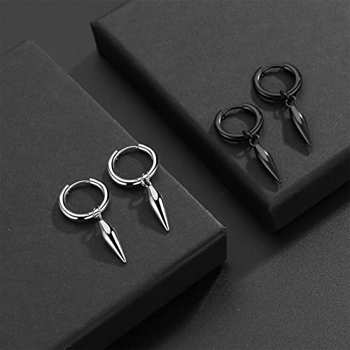 Aroncent 12PCS Stainless Steel Fake Tapers Mens Earrings Illusion Tunnel Cheater Piercing Jewelry Set for Men Women - color: Feather