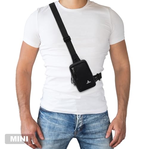 Peicees Small Crossbody Bag for Men Women Mini Sling Bag Travel Running Phone Daypack Cross Body Shoulder Bags, 2 Sizes, Small Black - color: Black, size: Small