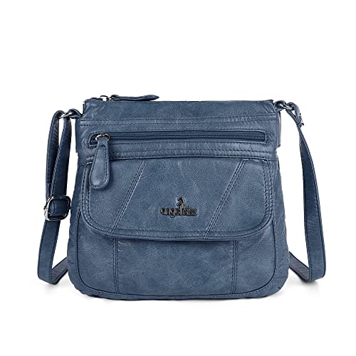 Angelkiss Small Womens Crossbody Bag Leather Shoulder Purse for Women Hobo Bag with Adjustable Shoulder Strap - color: 1-blue