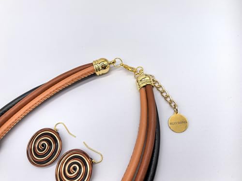 Statement African Necklace For Women African Jewelry Costume Earring Sets Tribal Fashion Colorful Big Rhinestone Crystal Pendent Collar Choker Bold Chunky Bib Handmade - color: Flower Brown