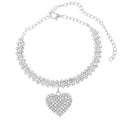 KaFu Heart Rhinestone Ankle Bracelets for Women, Adjustable Silver Shiny Tennis Anklets, Twinkle Cubic Zircon Diamond Anklet Foot Chain Beach Summer Jewelry Gifts - color: silver-1