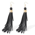 Coiris Boho Leather Layered Tassel Earrings for Women Lightweight Leather Fringe Dangle Earrings Handmade Bohemian Summer Beach Western Drop Earrings for Women - color: Black