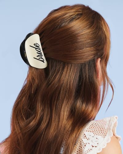 xo, Fetti Bride Claw Clip | Bachelorette, Bridal, Hair Accessories, Bride to Be, Engagement, Party, Black + Ivory, Two Tone