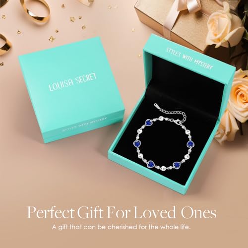 925 Sterling Silver Birthstone Heart Bracelet Jewelry Gift for Women | Rose Gold Plated Bracelets,Hypoallergenic,Adjustable Chain Personalized Anniversary Christmas Jewelry Gift for Mom Wife - color: 09-Sep