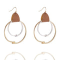 Boho Teardrop Earrings, Handmade Copper Bohemian Earrings, Dangle Antique Ethnic Jewelry for Women - color: Gold&Silvery