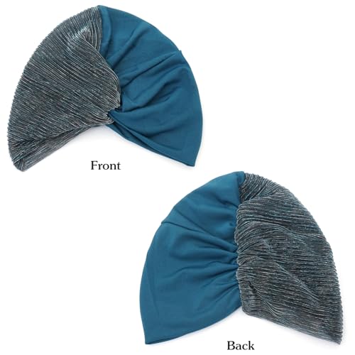 XYIYI Chemo Headwear Turban for Women, Cancer Patients Head Wrap Cover Hat for Hair Loss - color: Cyan