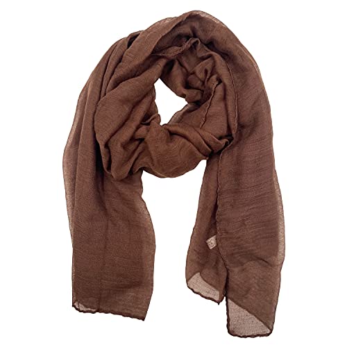 woogwin Women's Cotton Scarves Lady Light Soft Fashion Solid Scarf Wrap Shawl - color: Coffee