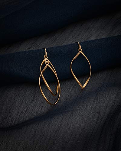 MILLA Teardrop Earrings - Designer Silver Statement Earrings or Gold Dangle Earrings for Women Trendy Upscale Dangly Earrings - color: Marquise Drop / 14K Gold Plated