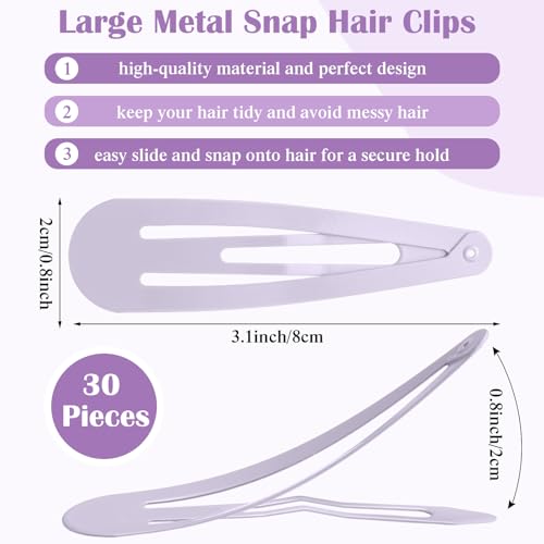 WILLBOND 30 Pieces 3.1 Inch Large Metal Snap Hair Clips Nonslip Barrettes Women Hair Accessories (Morandi Color) - color: Morandi Color, style: Minimalist