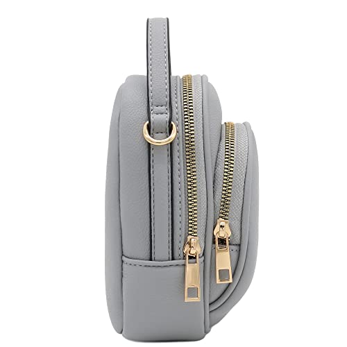 FashionPuzzle Two Compartment Mini Crossbody Bag | Two Compartment - color: Light Grey