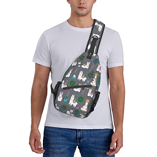 Sling Backpack For Men Hiking Daypack Crossbody Shoulder Bag Travel Chest Pack | Hiking - color: Cute Llama
