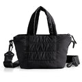 Smasrob Mini Puffer Crossbody Bag for Women with RFID Blocking Pocket, Small Quilted Crossbody Purse with Handles - color: Black