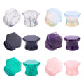 Longbeauty 20/30 Pcs Set Mixed Stone Saddle Double Flared Ear Tunnels Expander Plugs Stretcher 3MM-20MM - style: 6pairs, 0g(8mm)