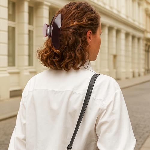 MAORULU Cute Claw Clip for Women – 4.3'' Large Acetate Hair Clips for Thick Thin Curly Long Hair, Durable Hair Clamps Non-slip Jaw Clip, Strong Hold, Stylish French Design (Chocolate) - color: Chocolate