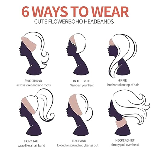 Boho Headband Fashion Wide Headband Knoted Turban Yoga Workout Head Bands Hair Accessories For Women (flower2, 1 Count (Pack of 1)) - color: flower2, size: 1 Count (Pack of 1)