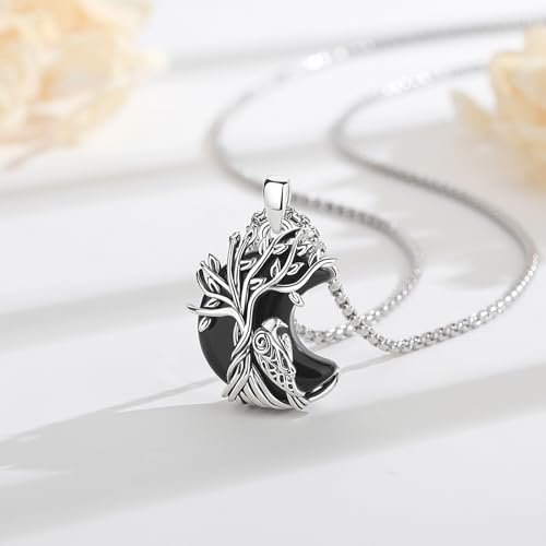 INFUSEU Mystical Hecate Triple Moon Goddess Necklaces, Divine Feminine Protection Gifts - style: Raven
