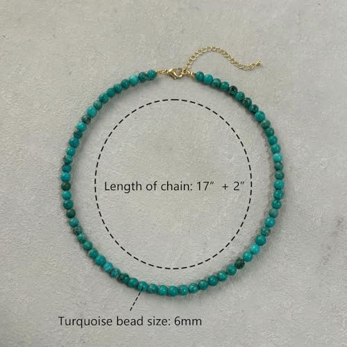 Turquoise Necklace, 6 mm Beaded Necklace for Men, Western Boho Beach Jewelry for Women