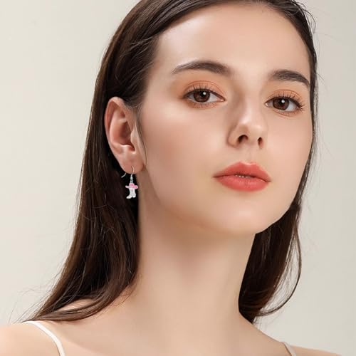 Western Earrings for Women 925 Sterling Silver Turquoise Western Country Dangle Drop Earrings Country Jewelry Gifts for Cowgirl Cowboy - style: Cowboy Boot-Pink