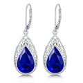 POIUY Gifts for Women Hypoallergenic Teardrop Filigree Birthstone Leverback Dangle Earrings 18K White Gold Fashion Jewelry Anniversary Wedding Birthday Gifts for Women Daughter Sister Girlfriend Wife - style: 9-September Birthstone Earrings