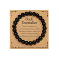 Gnamy Healing Crystal Bracelet for Women, Natural Stone Beaded Healing Crystal Bracelet Triple Protection Stress Relief Beads Jewelry Birthday Gifts Jewelry for Her - style: Black Tourmaline